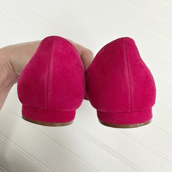 Manolo Blahnik Pozzuoli Fuchsia Suede Buckle Flats Maysale Pink Loafers 37 - Picture 5 of 10